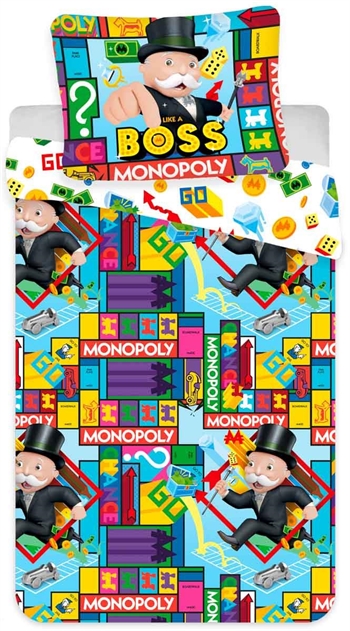 Sengetøj 140x200 cm - Monopoly - Sengetøj børn - Dynebetræk i 100% bomuld 